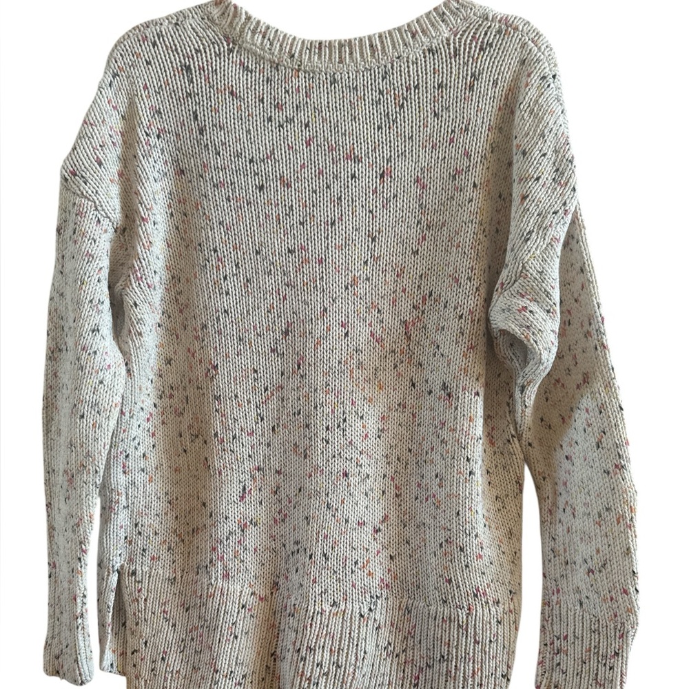 J.Jill Women’s Size Small Cotton Knit Cream Speckled Crewneck Sweater - Picture 4 of 9